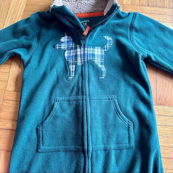 NWT Carter’s fleece zip up jumpsuit in hunter green - Picture 3 of 3